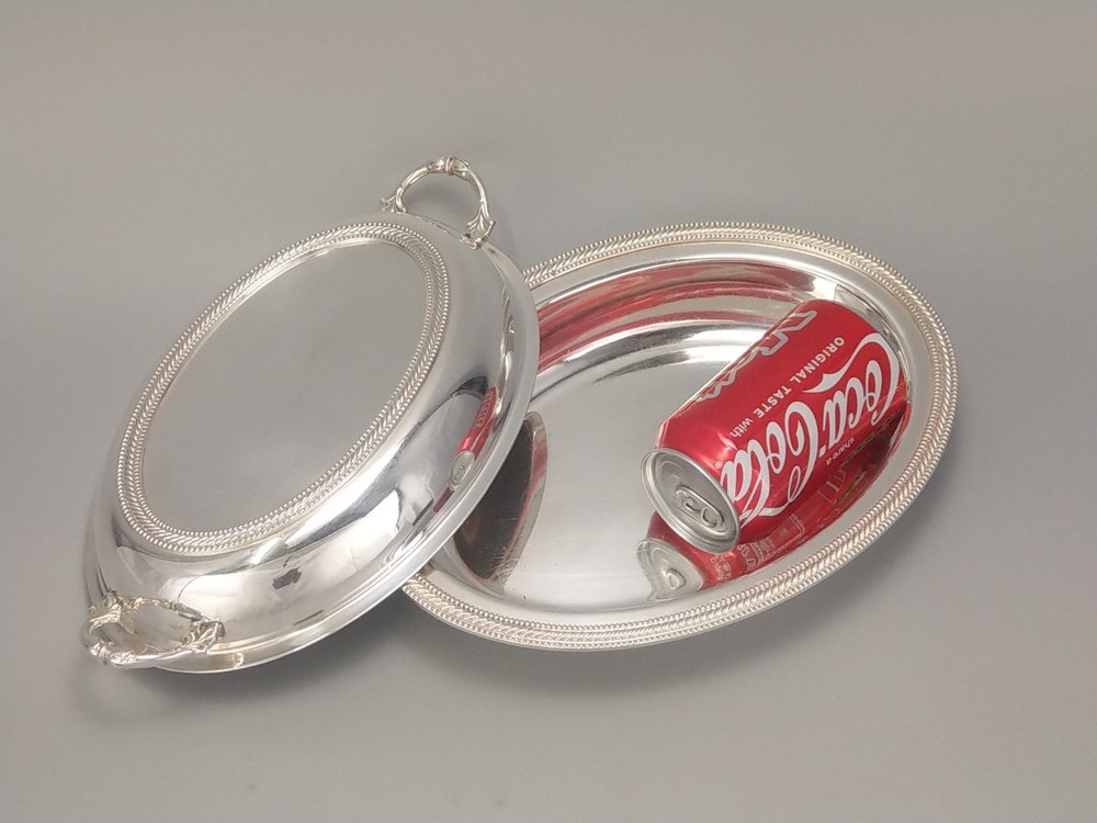 Silver plated entrée dish medium oval meat serving dish plated on copper