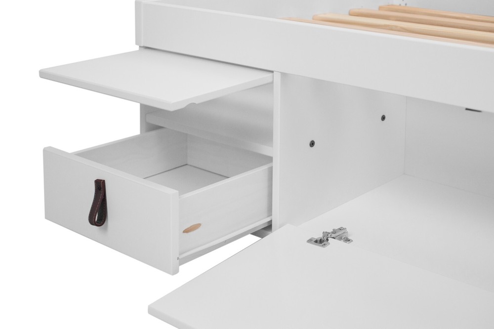Memomad Bali Bed - Twin Size Storage Platform Bed Frame with Drawers (White)