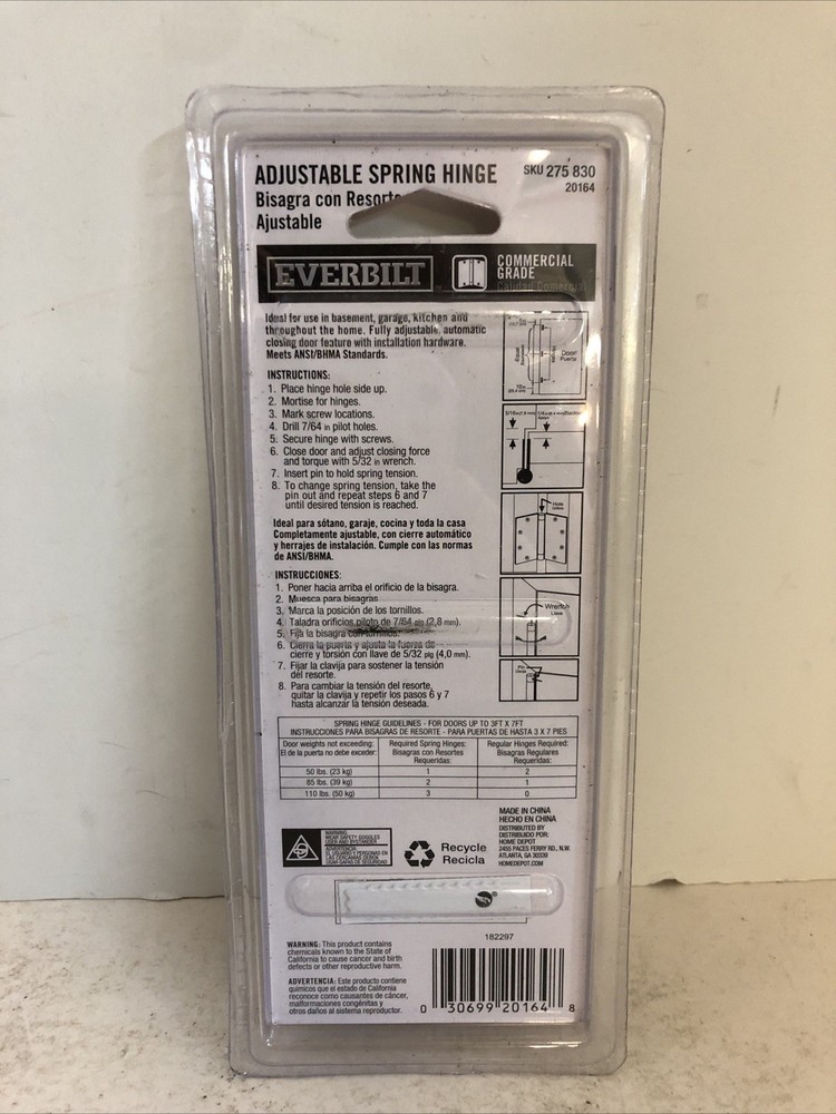 Everbuilt Adjustable Spring Hinge - 275 830 / 20164