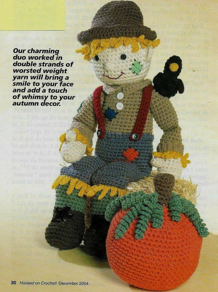 SCARECROW & PUMPKIN FALL HOME DECOR DIGEST SIZE CROCHET PATTERN INSTRUCTIONS