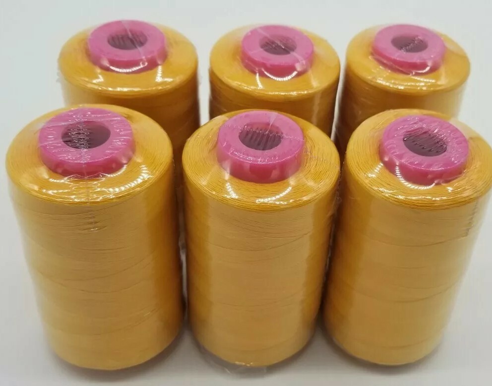 6 Big Spools Mustard Sewing Threads 6000 YARDS Cone Multi Purpose T27 S2 Quality