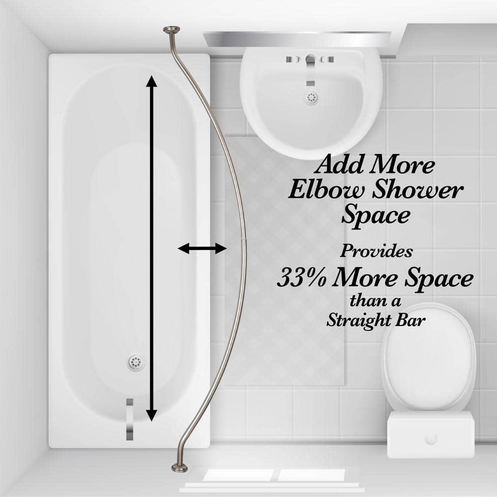 Curved Wall Mounted Shower Curtain Rod in Satin Nickel Adjustable 44 in to 72 in