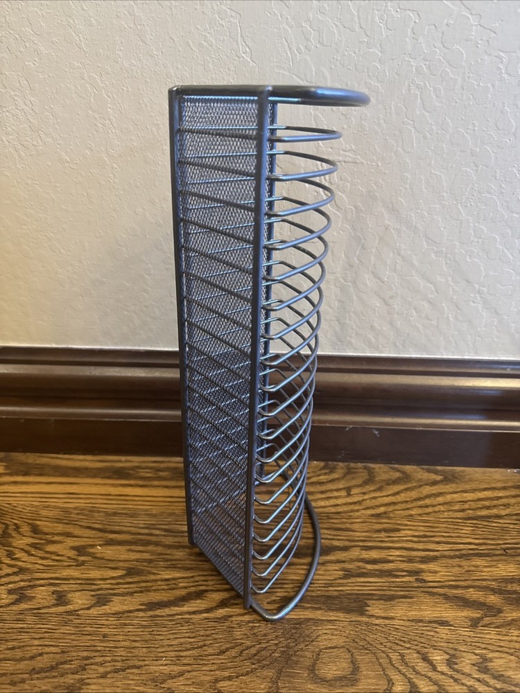20 CD Rack Tower Storage Silver Wire 12”