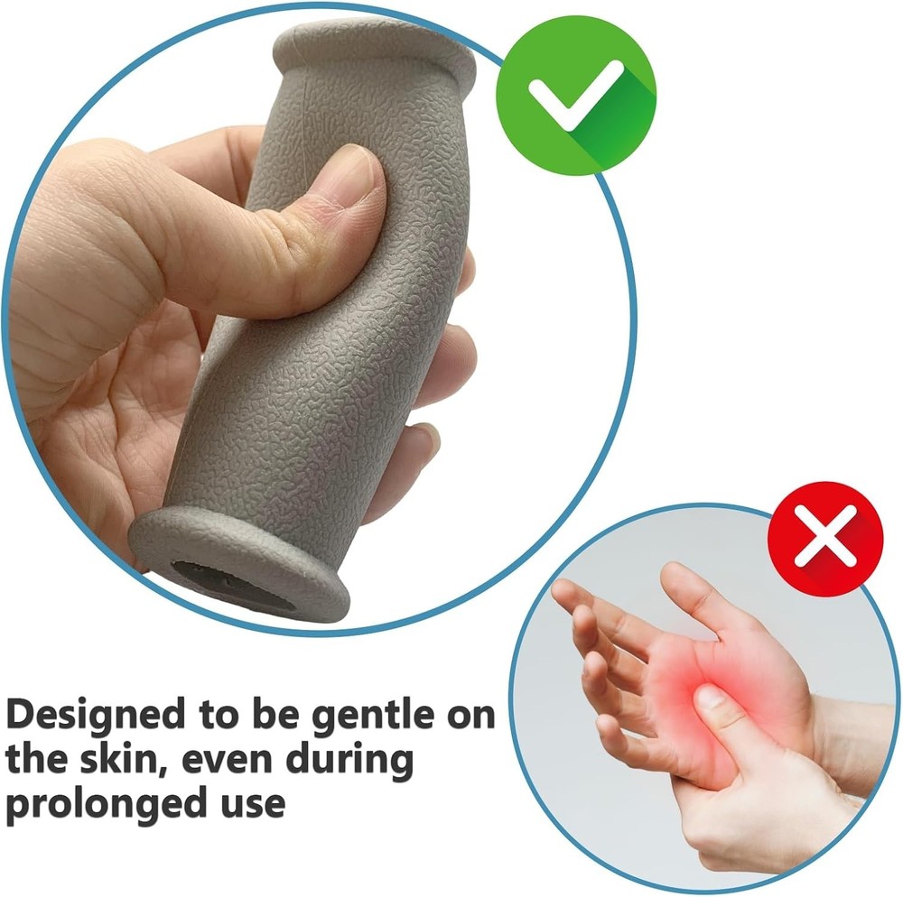 Crutch Solid Hand Grip, Replacement Cane Crutch Handgrips, 2 Pcs, Gray