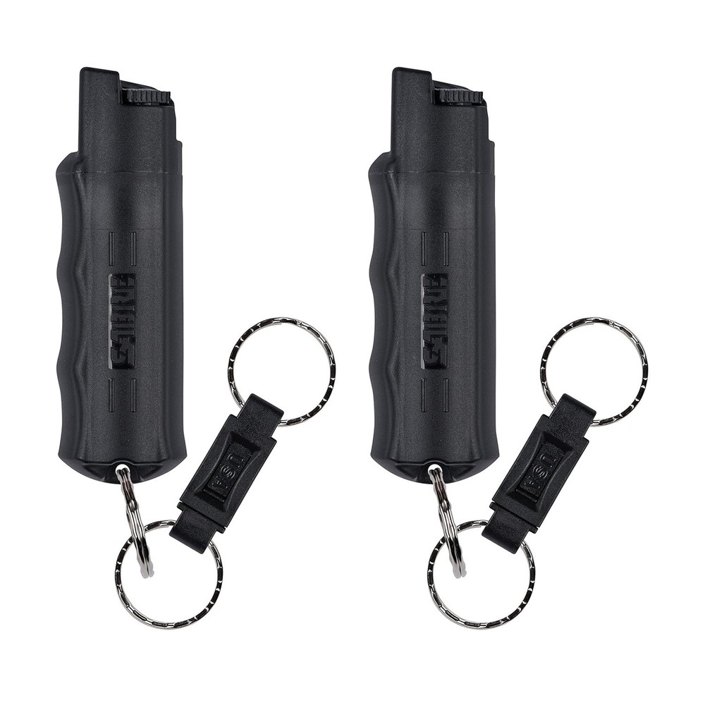 Sabre Pepper Spray with Quick Release Key Ring - 2 Pack - Black - UV Dye