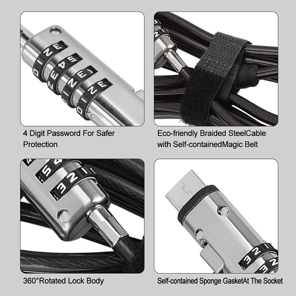 Laptop Cable Locks Combination Lock 4 Digital Password Security Anti...
