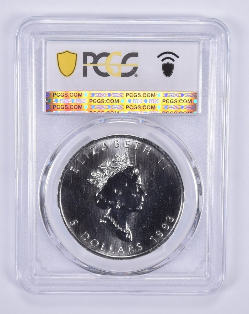 1993 Canada 5 Dollars Silver Maple Leaf MS69 PCGS Blue Label