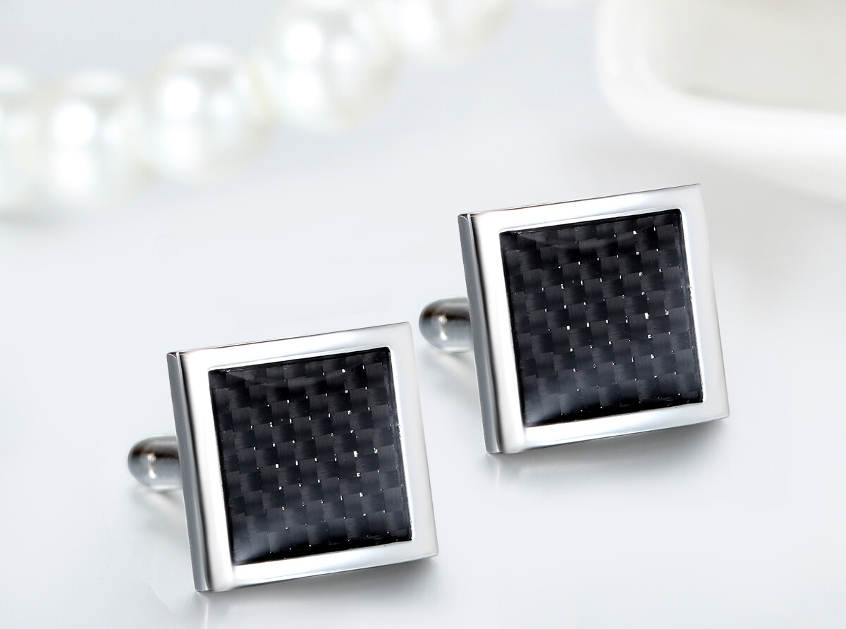 Carbon Fiber Steel Metal Curve Men's Wedding Shirt Copper Cufflinks Wedding