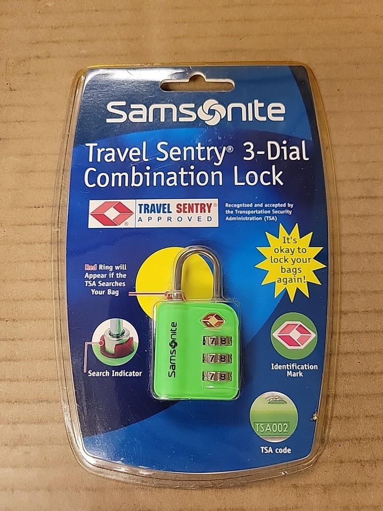 Samsonite 3 Dial Combo Lock Travel Sentry Bright Lime Green