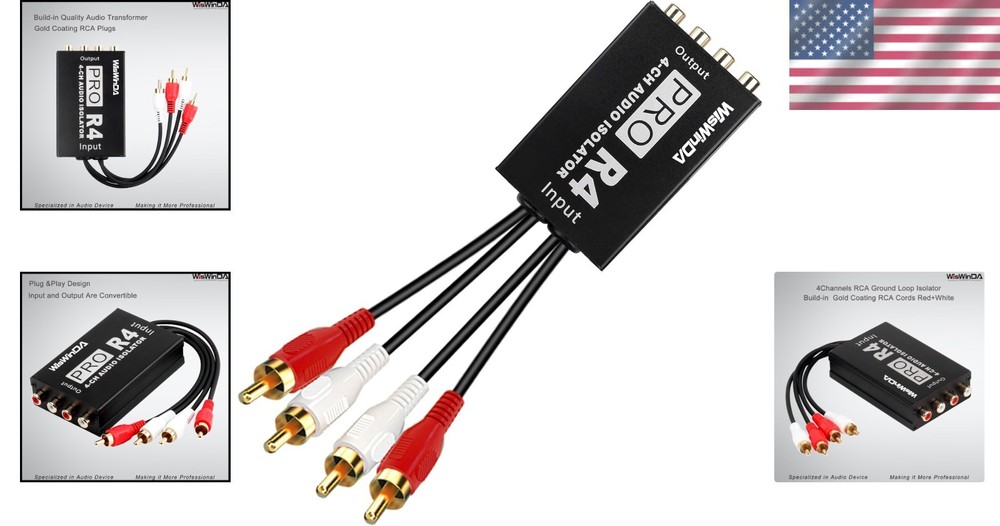 Pro 4Ch RCA Ground Loop Isolator/Noise Filter