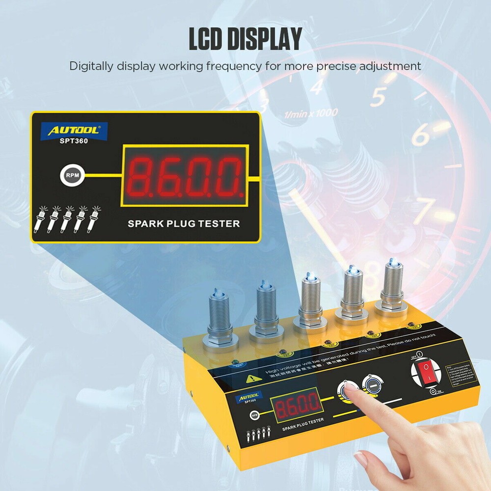 AUTOOL 5 Holes Car Spark Plug Tester Analyzer Digital Ignition Testers Tool 110V