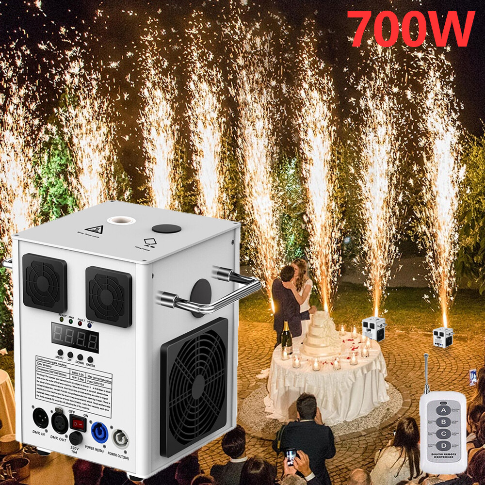 700W Cold Spark Firework Machine Stage Effect Wedding DMX DJ Party w/Flight Case