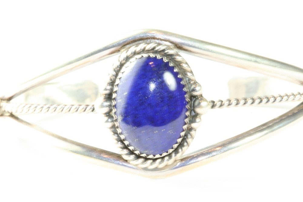 CURRENT STERLING SILVER LAPIS CUFF BRACELET SIGNED OPS
