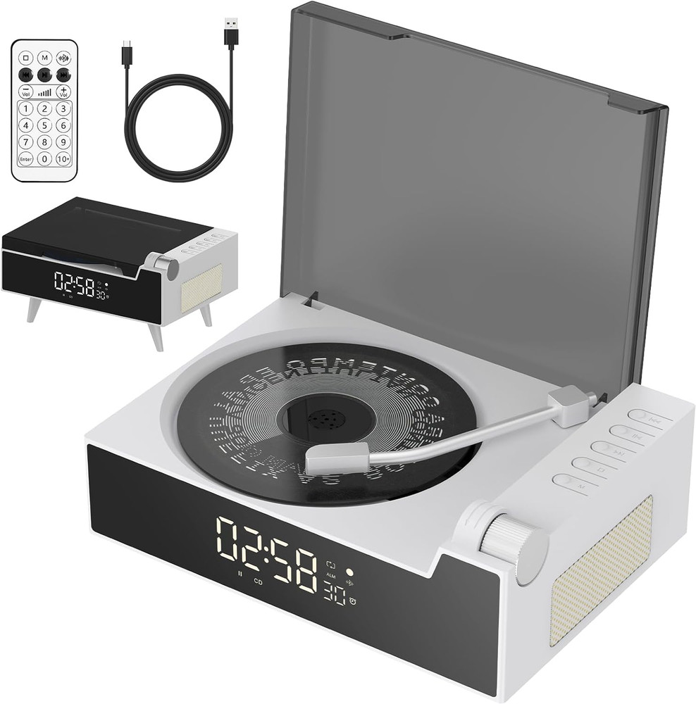 CD Player Portable with Bluetooth, Rechargeable CD Players Retro Suitcase