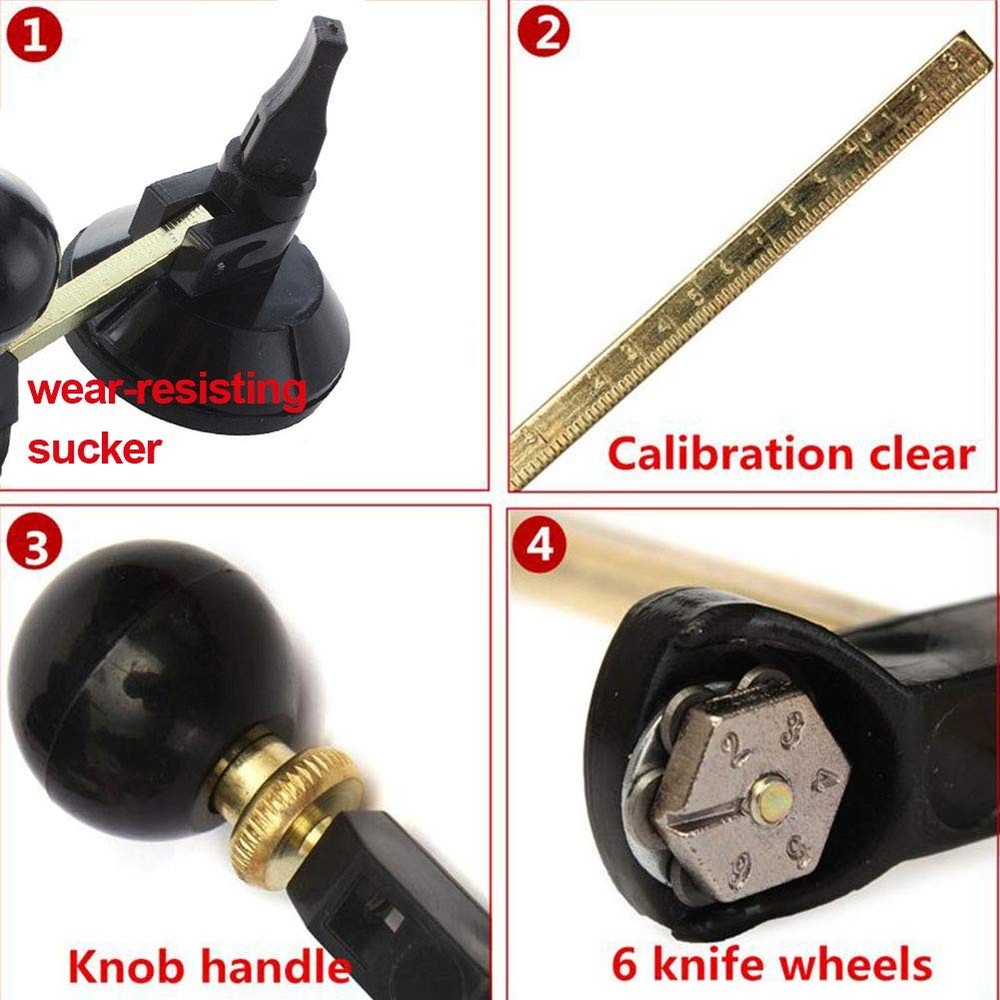 Adjustable Glass Circle Cutter Tool with Suction Cup and Round Handle
