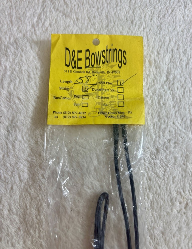 D & E Bowstrings 58 In Bowstring For Crossbow, 450 Plus. Free Shipping.