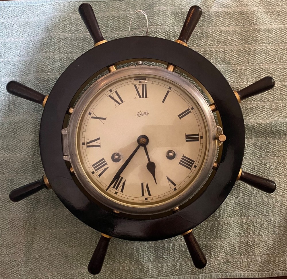 Schatz Brass German Ships Bell Clock 6" diameter