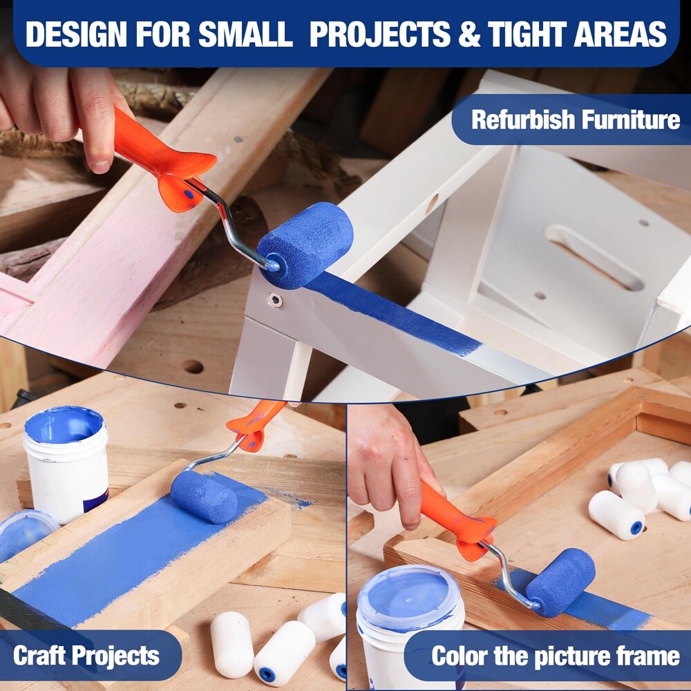 WORKPRO Small Paint Roller 2.5 inch 12-Pack Mini Foam Paint Roller Covers