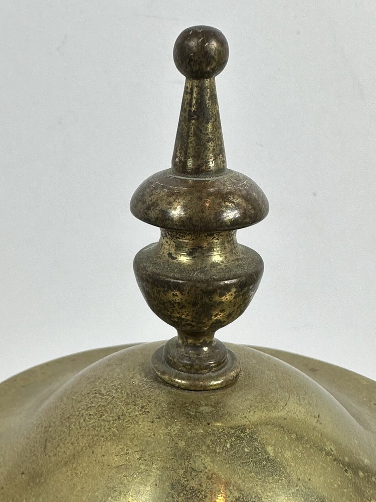 Vintage Solid Brass 3 Footed Fireplace Smudge Pot With Lid
