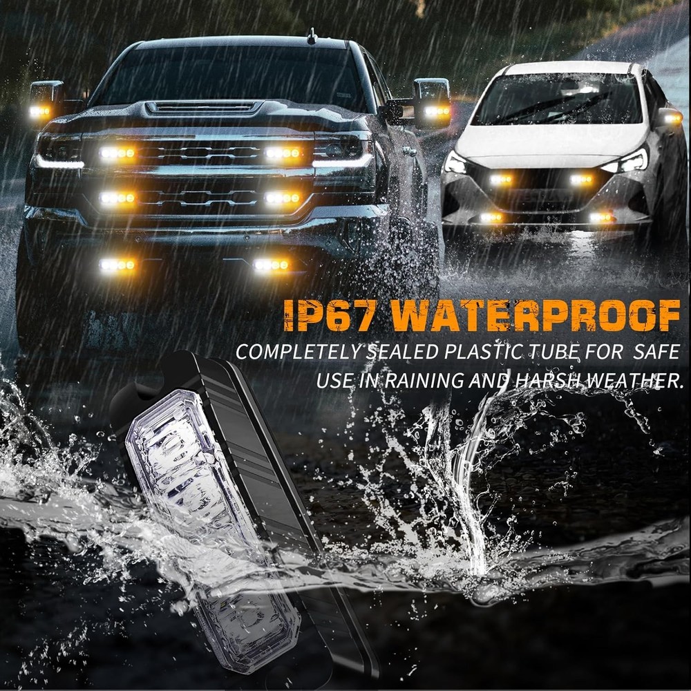 8PCS Sync LED Strobe Lights Truck Grill Emergency Flash Warning Lights