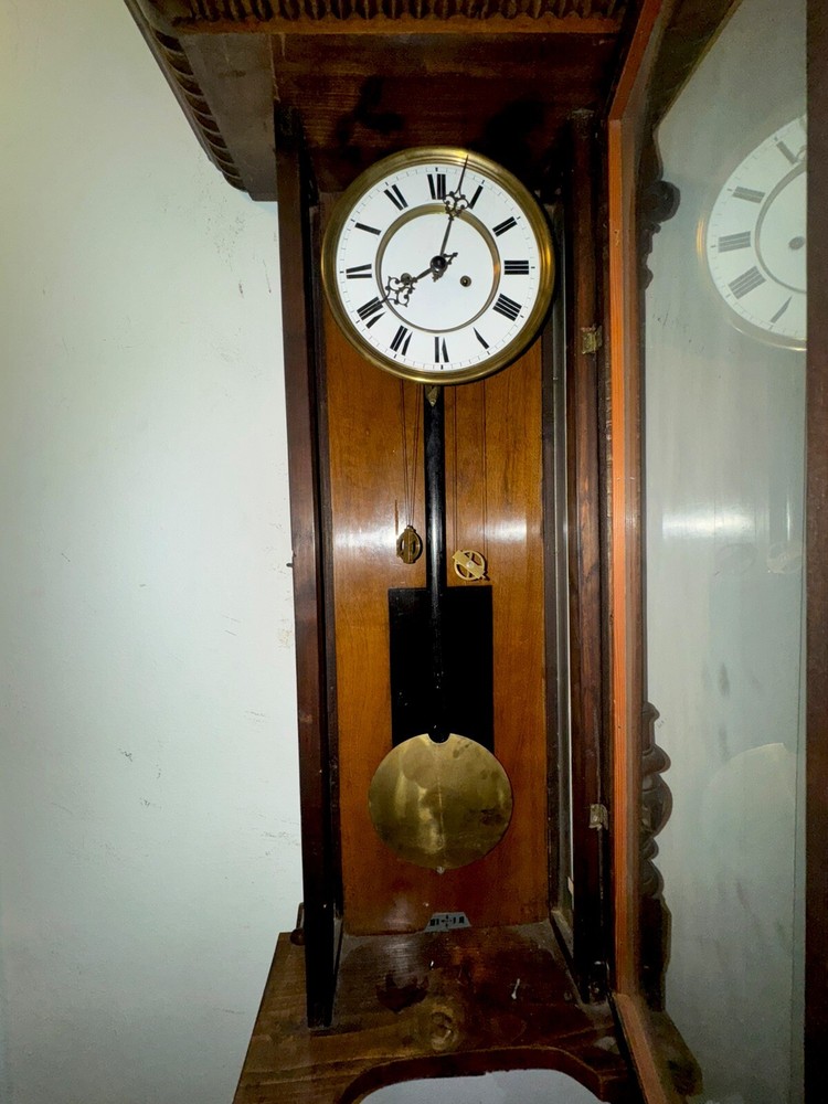 Large Antique 2 Weight Vienna Regulator Wall Clock