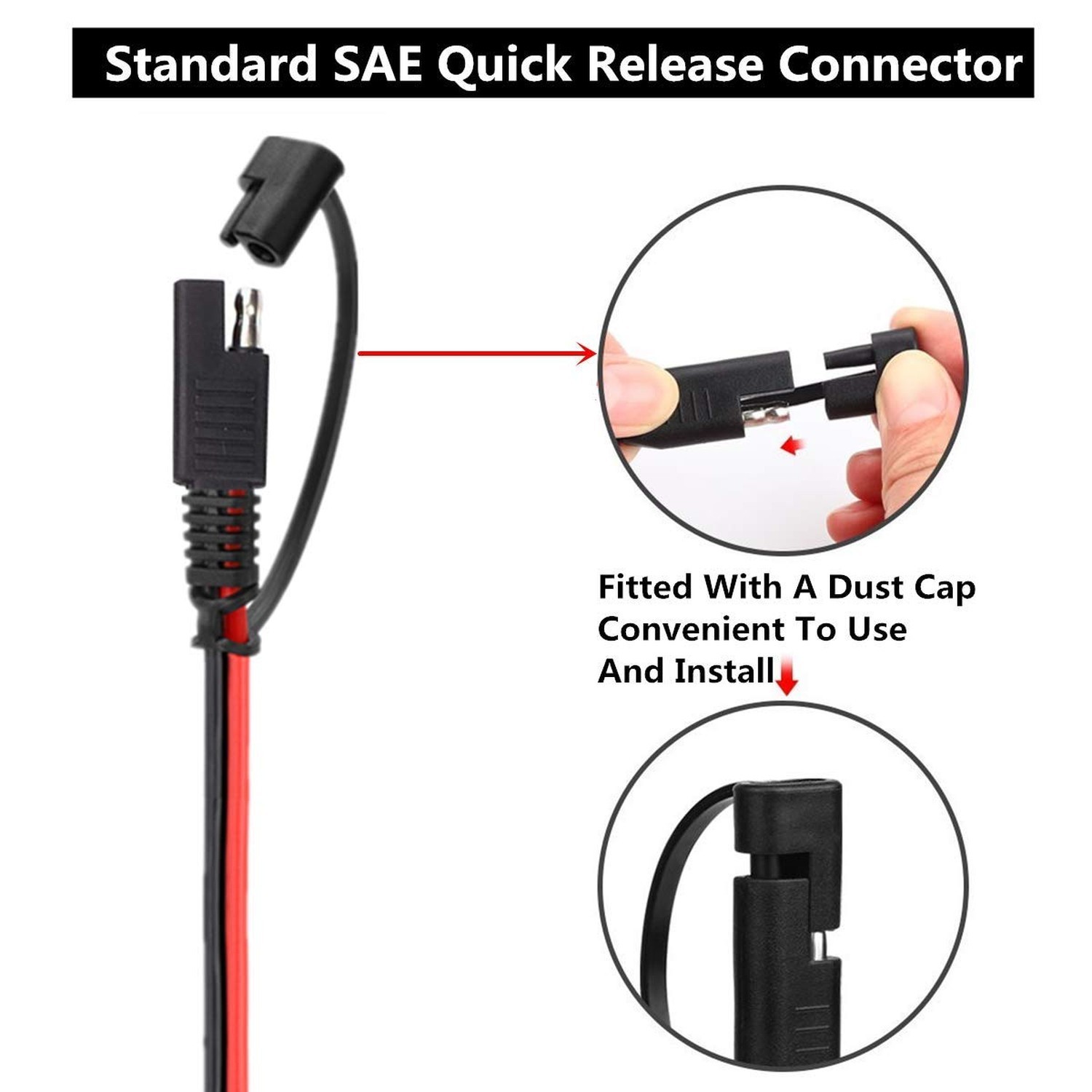 12V SAE to Quick Disconnect Extension Cable 4 Pack with DC Connection Adapter