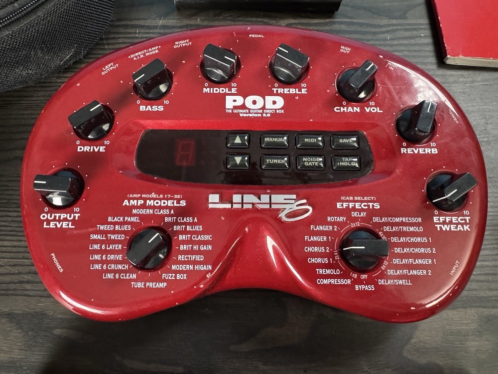 Line 6 POD 2.0 Guitar Effects Processor W/ Case, Fb4 Floor Switch, Power Adapter