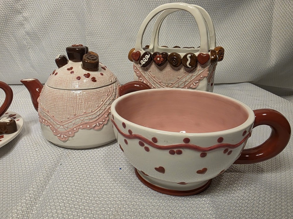 Vintage Ceramic Chocolate Candy Tea Set