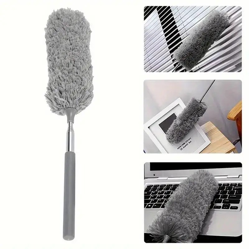 47" Extendable Microfiber Duster Bendable Washable Head Stainless Steel Pole