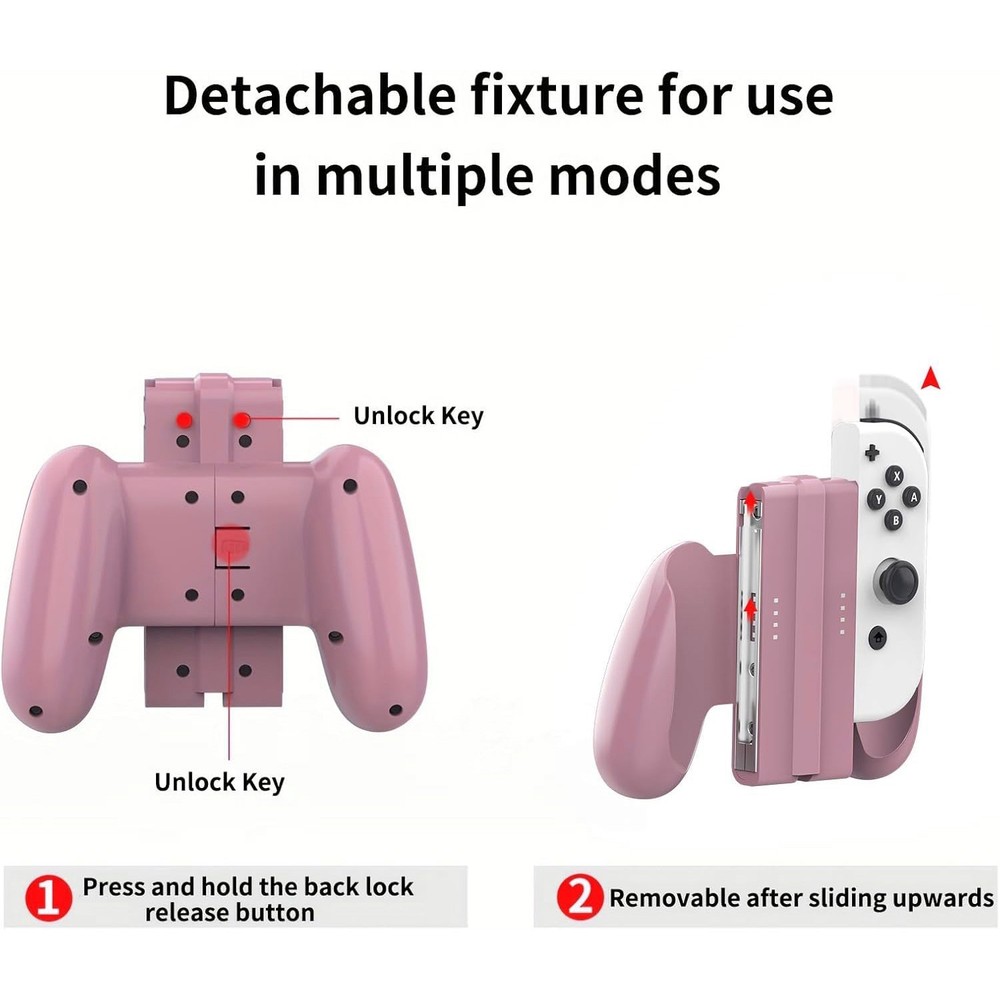 1pcs Pink Two-in-one Grip Comfort Controller Extend Holder For Switch Joy Con