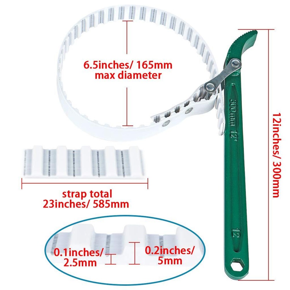 Belt Strap Wrench 12" Adjustable Strap Wrench With 23" Capacity Multipurpose Ste