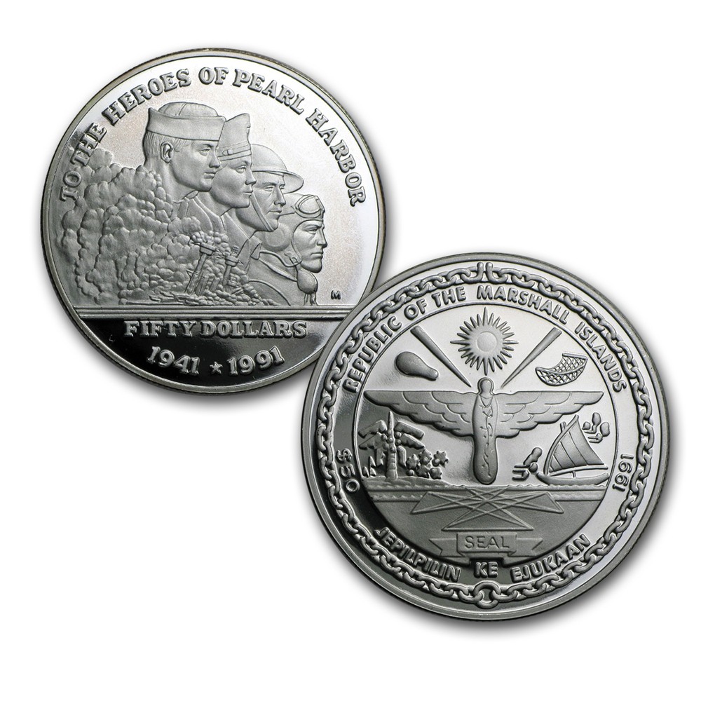Marshall Islands $50 Silver Proof (Random Dates)
