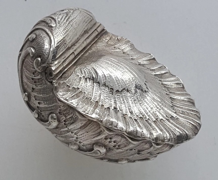 Antique Continental Silver Sea Shell Roccoco Relief