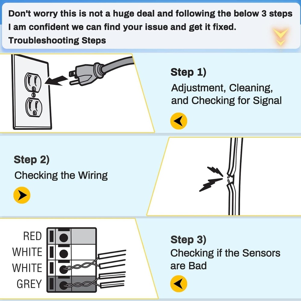 Easy Install Garage Door Sensor Kit - Liftmaster/Chamberlain Replacement Sensor