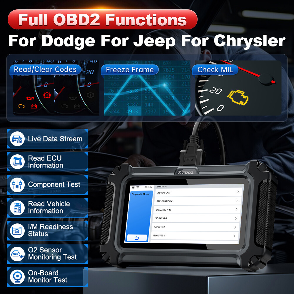 XTOOL Full System Bidirectional Scan Tool OBD2 Scanner for Chrysler Dodge Jeep