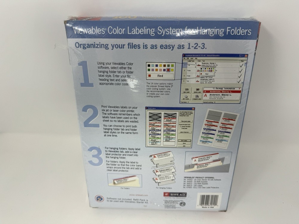 Smead Viewables Hanging Folder Tabs and Labels Refill 3 1/2 Inch Assorted