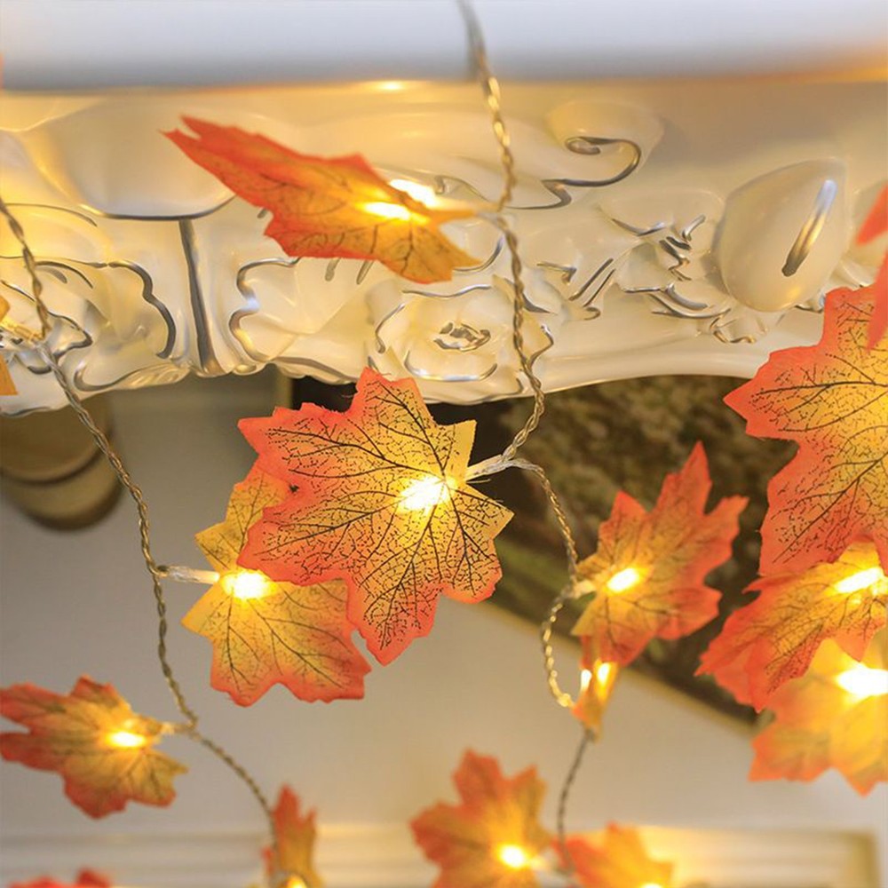Maple Leaf String Lights Festive 19.69Ft Lighting Lighted Fall Garland