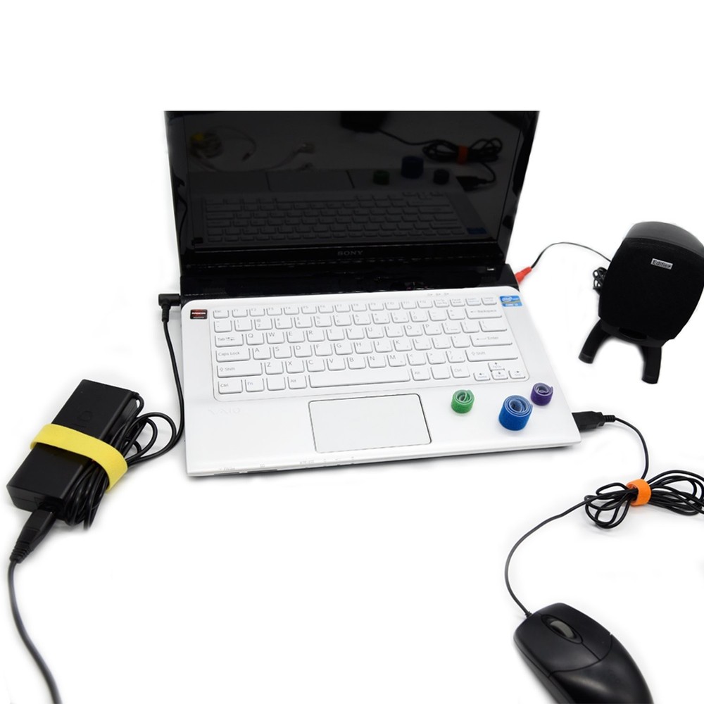 Patu 30-Pack Reusable 3 Hook Loop Cable Ties - Black Cable Organizer