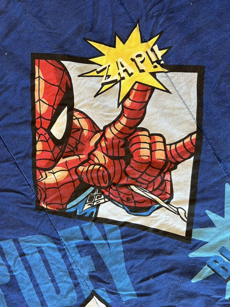 90's Marvel-Spiderman Comforter Bed Spread Animated Large 84"x84" READ