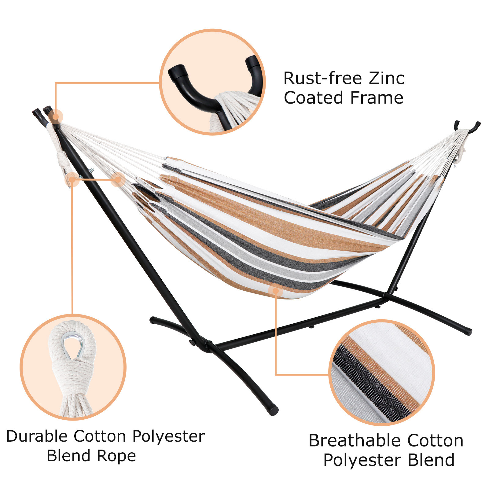 Double Hammock with 620lb Capacity 9FT Steel Stand and Portable Carrying Case