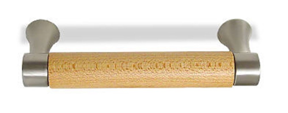 3" Maple Wood Center Pull Satin Nickel