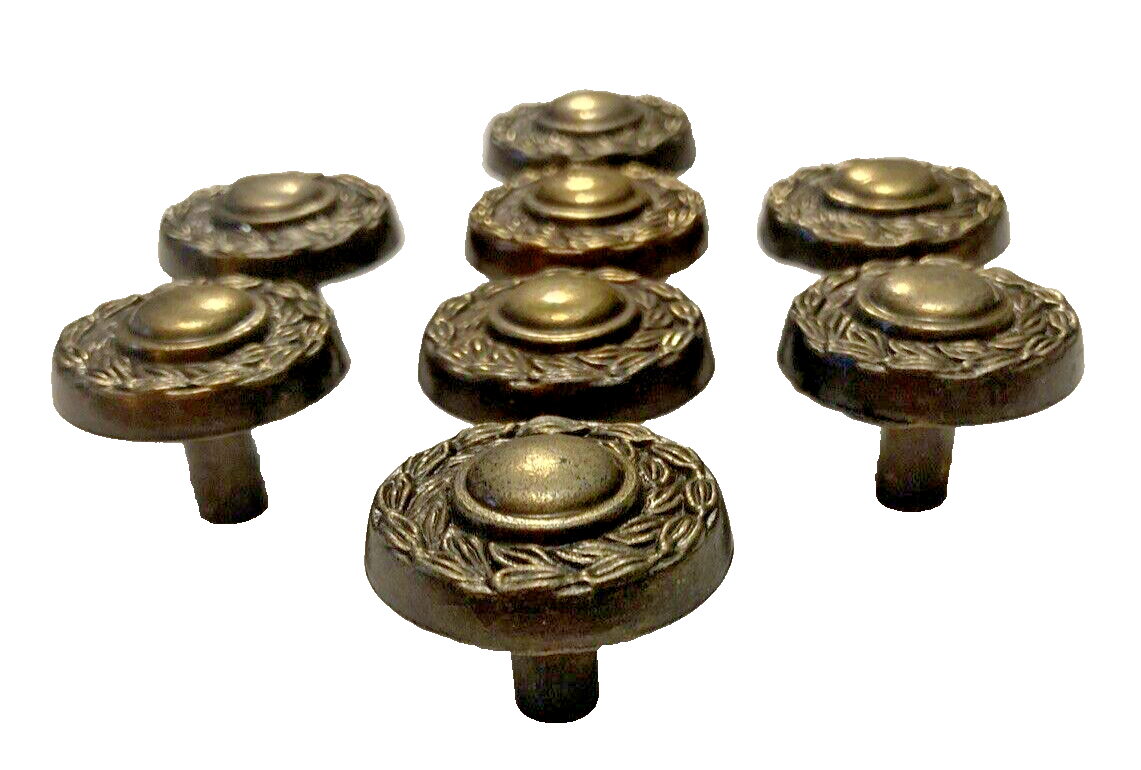 Leaf Border Cabinet Drawer Pulls Knobs 1.25" English Bronze Finish Set of 8