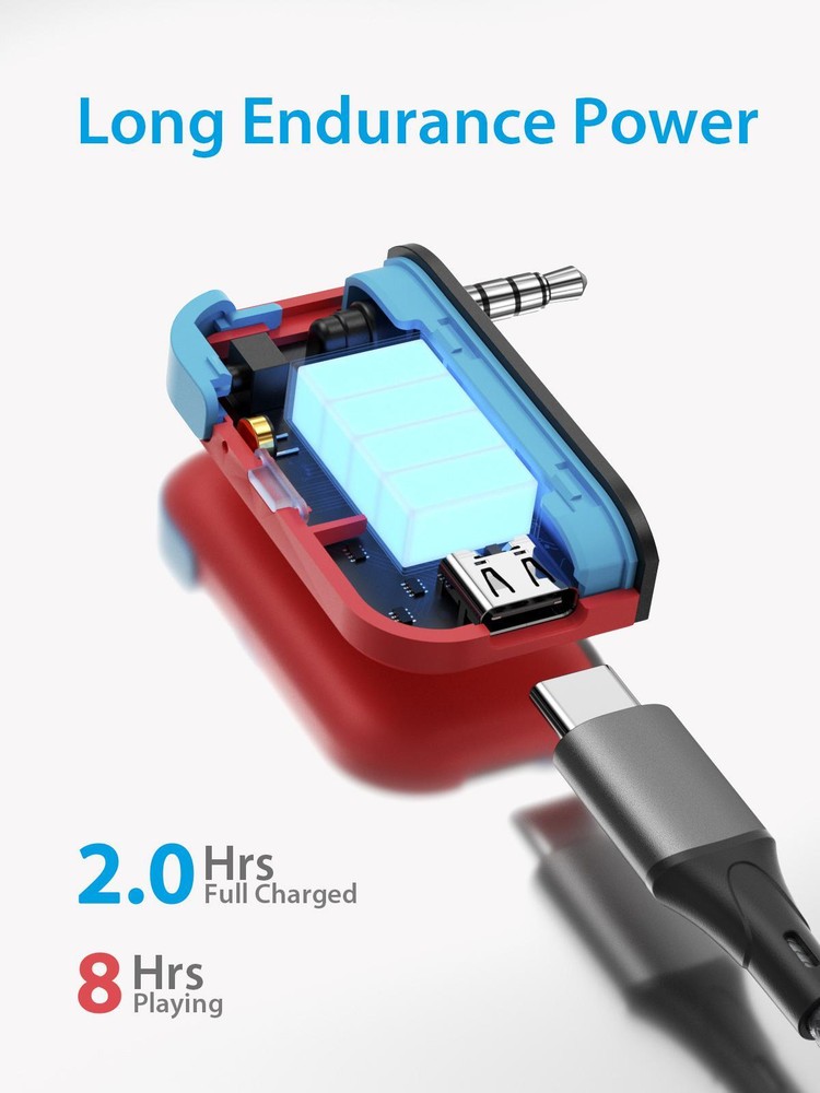 Bluetooth Transmitter Wireless Audio Adapter for Nintendo Switch Lite 3.5mm Jack