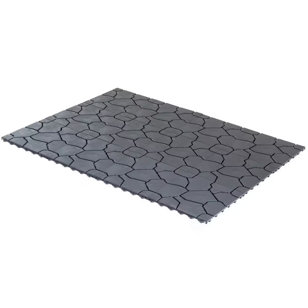Gray Plastic Garden Path Track Interlocking Stone Look Design Pathway Tile Floor