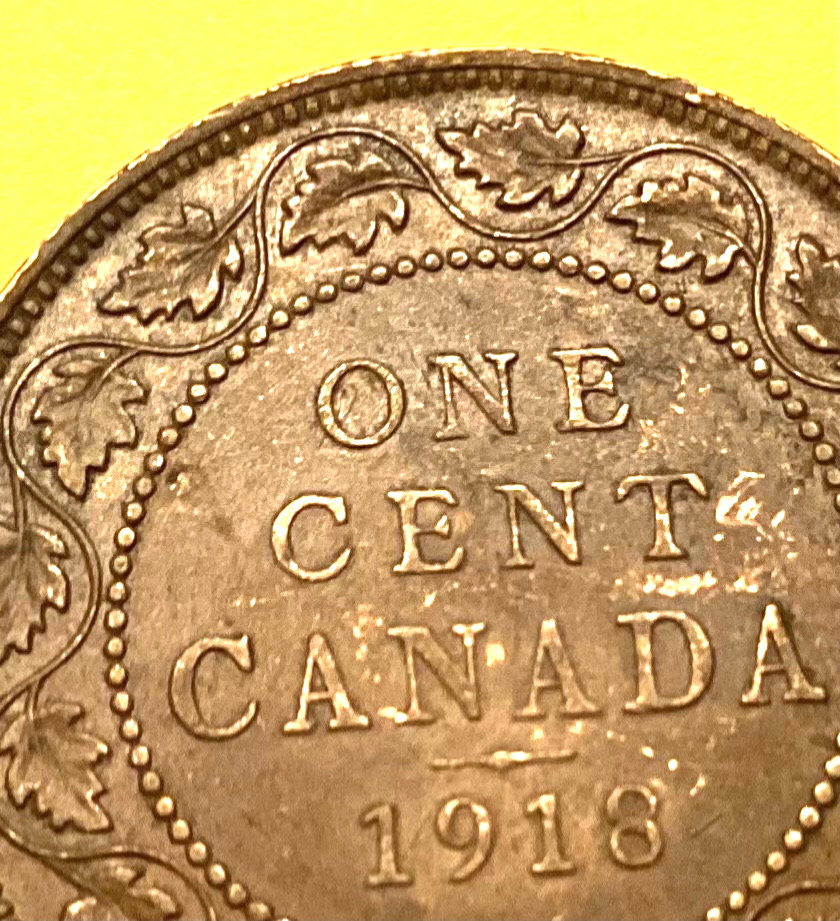 1918 CANADA 🇨🇦 1 Large Cent Penny - Excellent Condition Sharp Details