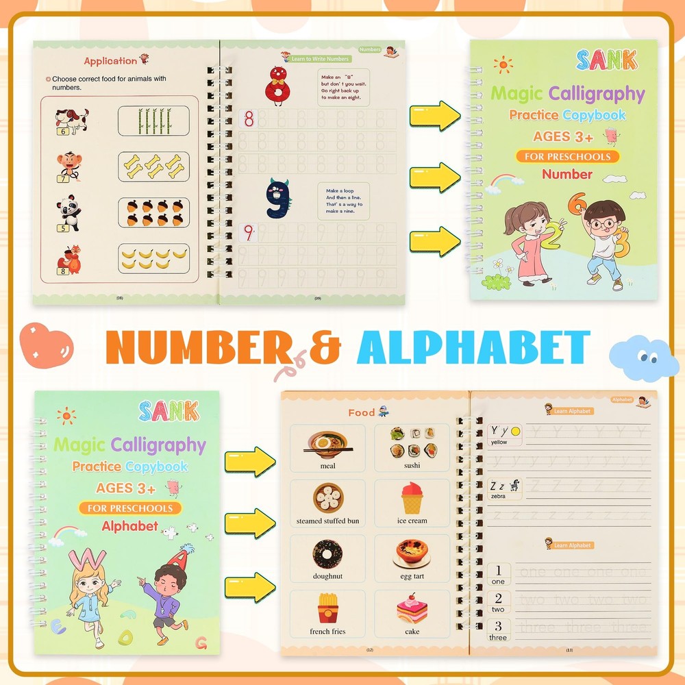 Magic Grooved Writing Practice Books, Reusable Handwriting Practice...