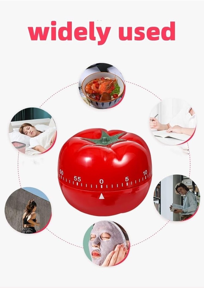 Charming Red & White 60-Minute Mechanical Kitchen Timer - No Batteries Needed