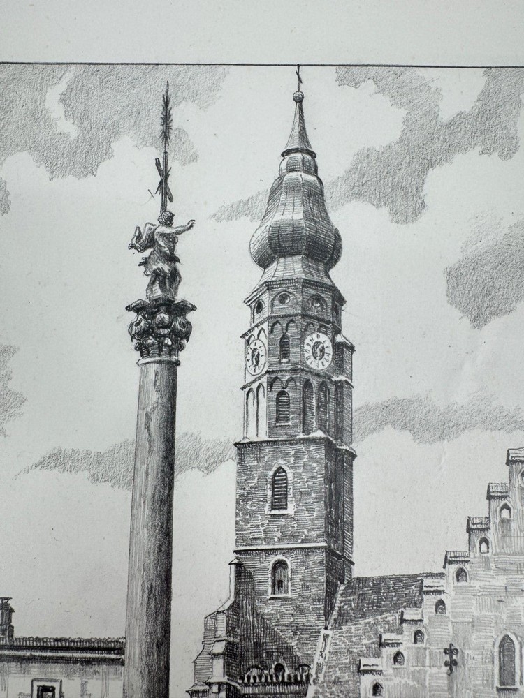* HEINZ WEHLISCH DRAWING STRAUBING TRINITY COLUMN IN ITSELF