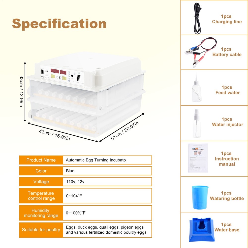 Automatic 120 Eggs Incubator Temperature Control Digital Chicken Egg Hatcher New