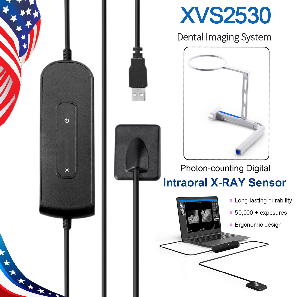 Woodpeck Style Digital Imaging RVG Sensor X-Ray System Dental Xray Sensor 2.0